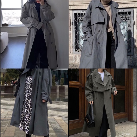CLASSIC 90s Vintage Neutral Grey Men’s Wear Oversized Trench‎ Coat - Picture 5 of 16